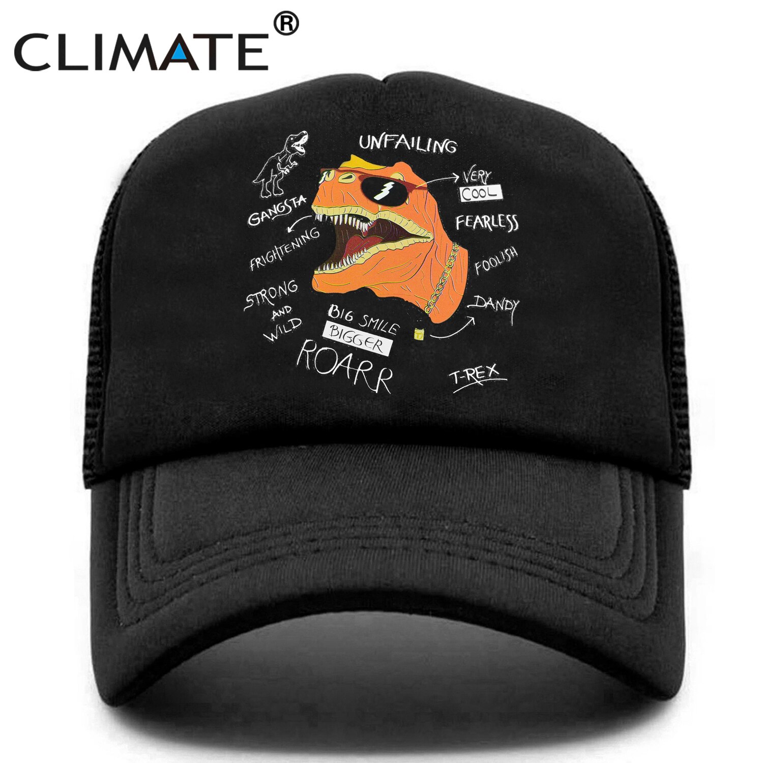 기후 공룡 트럭 모자 남자 재미 있은 차가운 공룡 트럭 모자 Hiphop 쥬라기 세계 차가운 까만 메시 차가운 모자